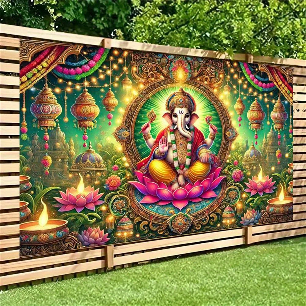 Spiritual Ganesha Tapestry Wall Hanging Indian Hindu God for Home Decor Meditation Room Yoga Studio Diwali Festival Gift Use - Image 3