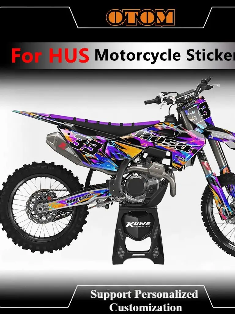 OTOM Motocross Aanpassen Grafische Decals Stickers Kit voor Husqvarna Tc Fc Te Fe 2024-2025 Holografische Chrome Grind Sticker Kit - afbeelding 2