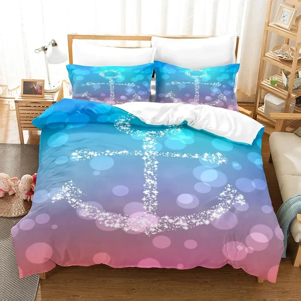 

3D Print Marine Anchor Pattern Comfortable Duvet Quilt Cover Pillowcase Bedding Set Children Bedroom Decoration Home Textile