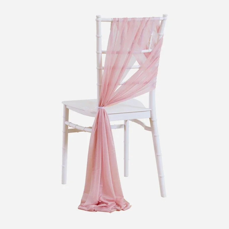 Light Pink Chiffon Chair Sashes 10 Pieces 17X250cm for Weddings Ceremony Aisle Chairs Banquet Baby Shower Birthday Parties Decor