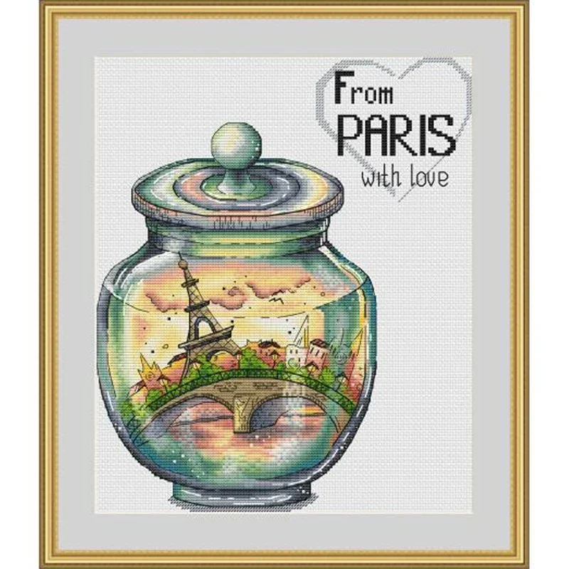 Amishop High Quality Counted Cross Stitches Kit City In The Bottle Series Pairs New York Venice London Free Shipping