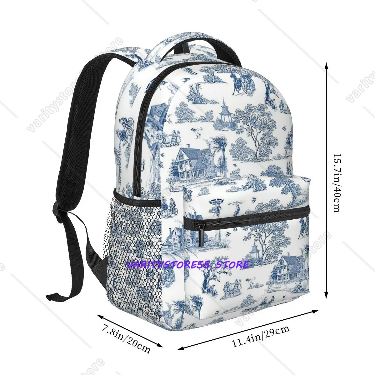 Toile De Jouy Patterns Backpack Hot Sale Daypack Large Capacity Boys Girls BookBag School Bag Shoulder Bags for Men Women