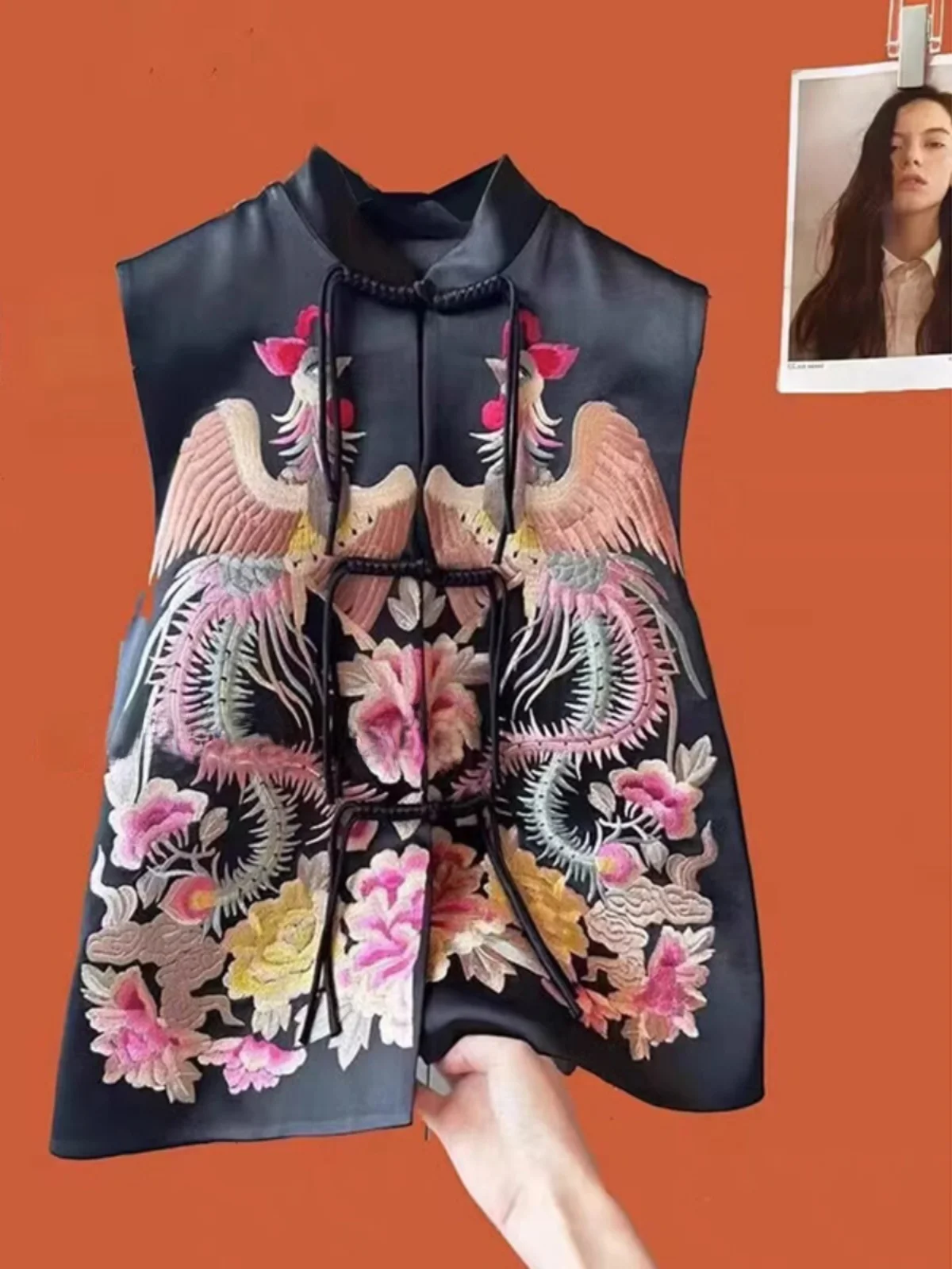 سترة نسائية فضفاضة مطرزة صينية Sle بياقة واقفة وزر أمامي سترة ثقيلة للعمل بنمط الفاوانيا للتنقل #2