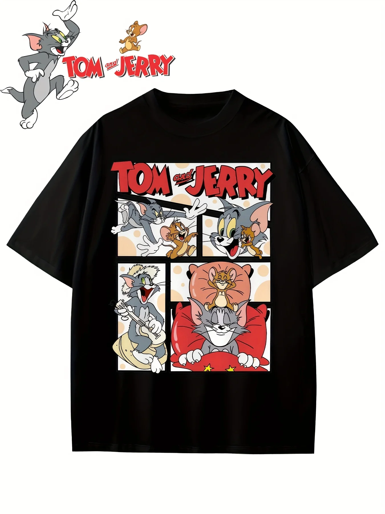 

Том и Джерри Графический принт Лето Осень Зима Хлопковые мужские и женские футболки с короткими рукавами Роскошный бренд для занятий спортом на открытом воздухе