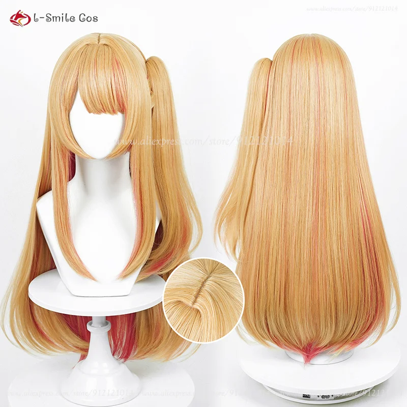 Anime Hoshino Ruby Cosplay Wig 70cm Long Ruby Hoshino Rubii Cos Wig With Ponytail Clip Heat Resistant Synthetic Hair + Wig Cap