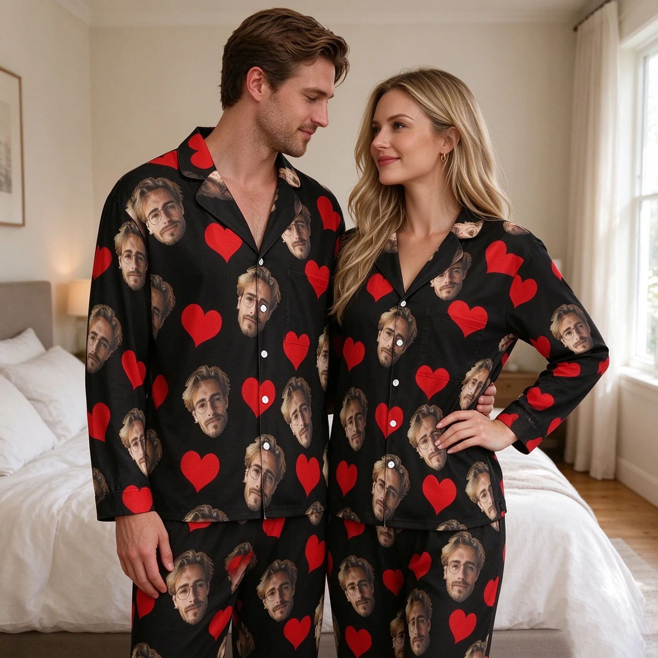 Customized Women's Pajamas Set Personalized Face Avatar Design Valentine's Day Gift Idea Comfortable Sleepwear for Her view 2