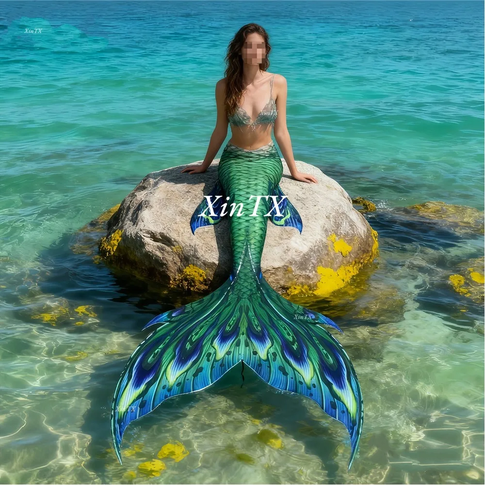 Women Big Mermaid Tail Adult Swimming HDPrinting Cosplay Party Show Costume Swimsuit Outfit For Xmas Gift Swimsuit Diving Course