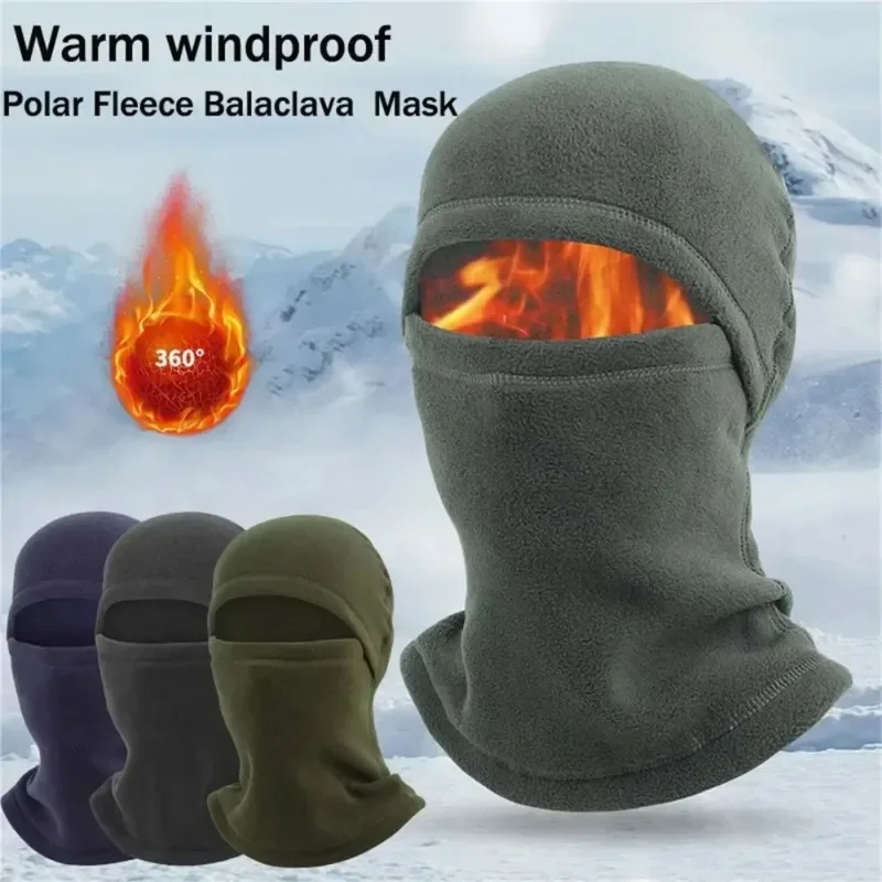 Outdoor Windproof Cap Neck Scarf Winter Warm Polar-fleece Balaclava Hat Unisex Full Face Mask for Cycling Skiing Motorcycling