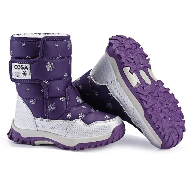 Girls Shoes 2024 New Children Snow Boot Winter Warm Fur Antiskid Outsole Sneakers Size 27-38 Boys Girls Waterproof Thick Boots