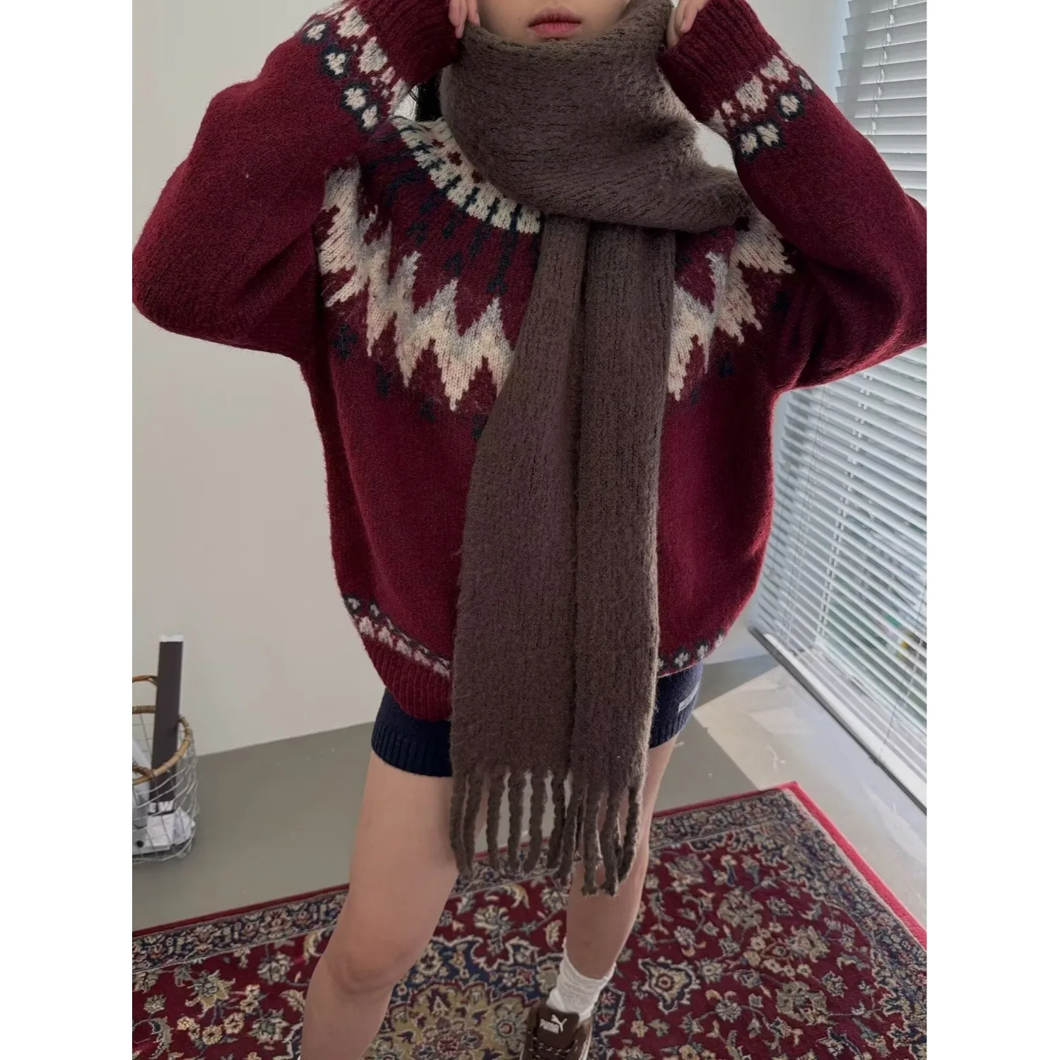 長袖セーター シンプル ファッション アーティスティック 多用途 和風 怠惰 インス 原宿 新しい 人気 文化的 男性 女性 ユニバーサル