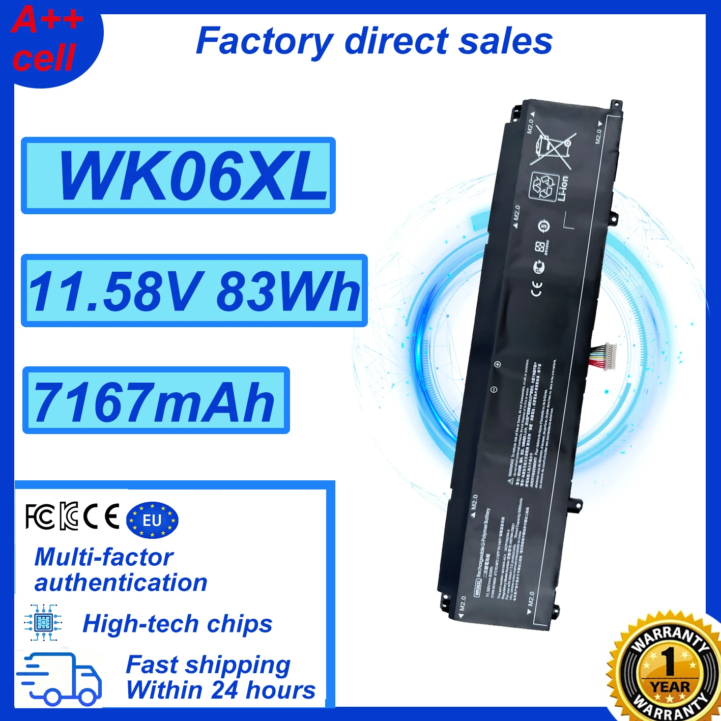 New 11.58V WK06XL M41711-005 Laptop Battery For HP Omen 16-b0xxx 16-b0000TX 16-B0047TX 16-C0xxx  Omen 7 Plus 17-ck0xxx 17T-CK100