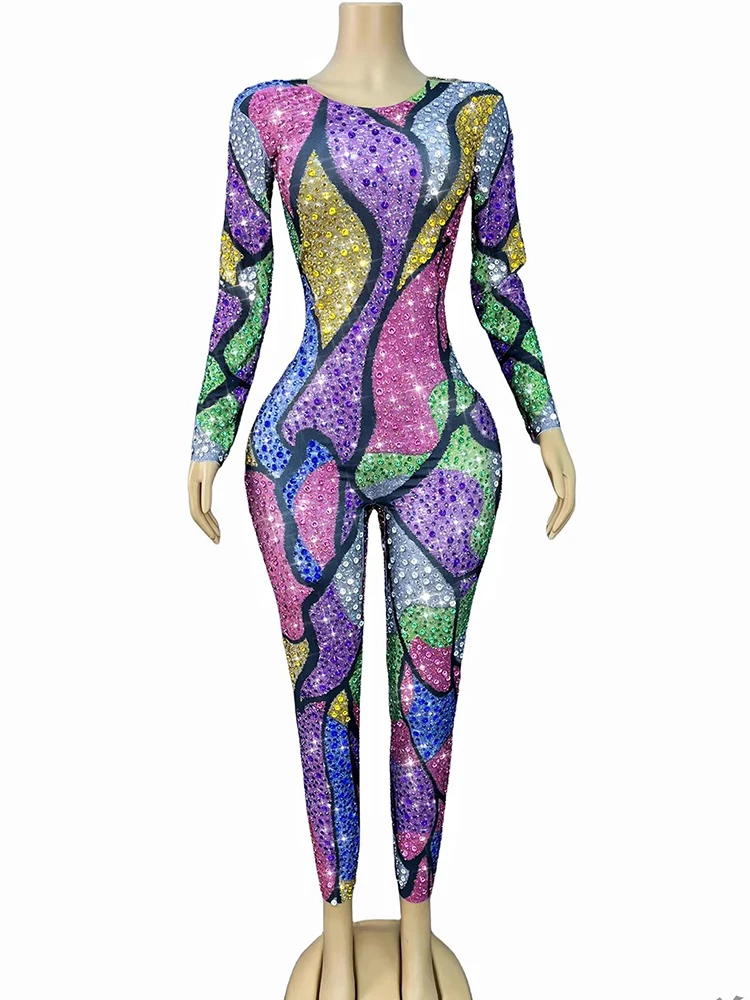 Wysokiej jakości kombinezon z efektem hot stampingu, seksowny, elastyczny, z blokami kolorów, nowa moda 2025, odzież damska na zamówienie.