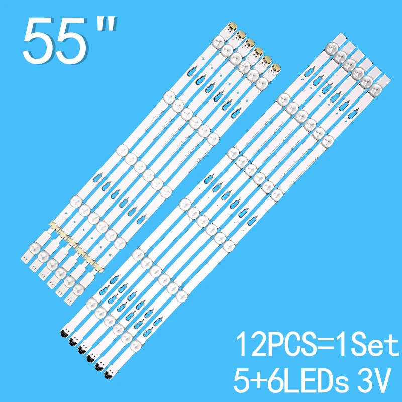 

3V 1130mm LED Strip 11Lamp For SAMSUNG 55''TV V5DF-550DCA-R2 V5DF-550DCB-R2 BN96-34787A 34788A UN55J6500 UN55J6520 UE55J6300 UE5