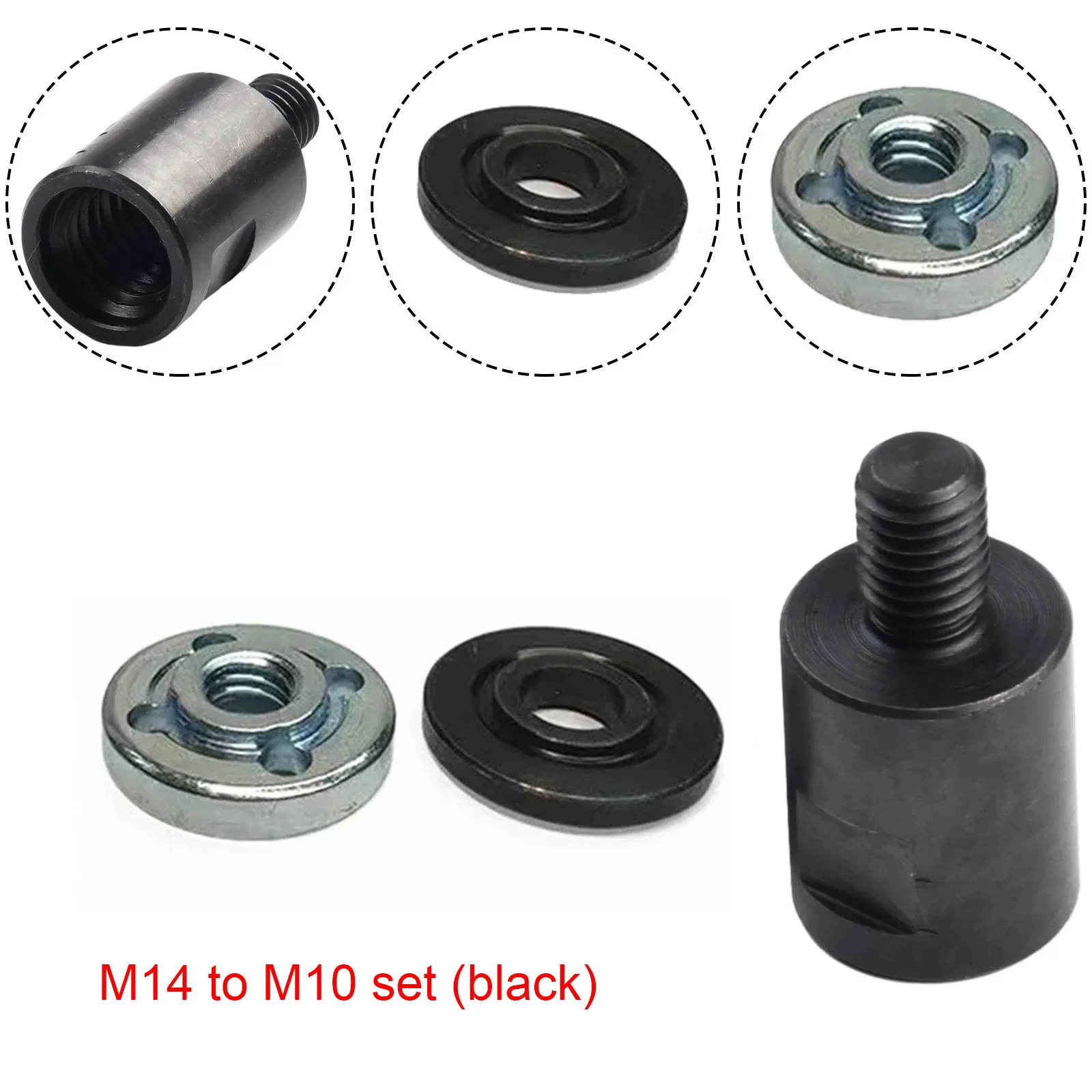 เครื่องบดมุม m14 ถึง m10 อะแดปเตอร์ Thread Converter Adapte ขั้วต่ออินเทอร์เฟซสกรูก้านเชื่อมต่อ Nuts Slotting สีดํา