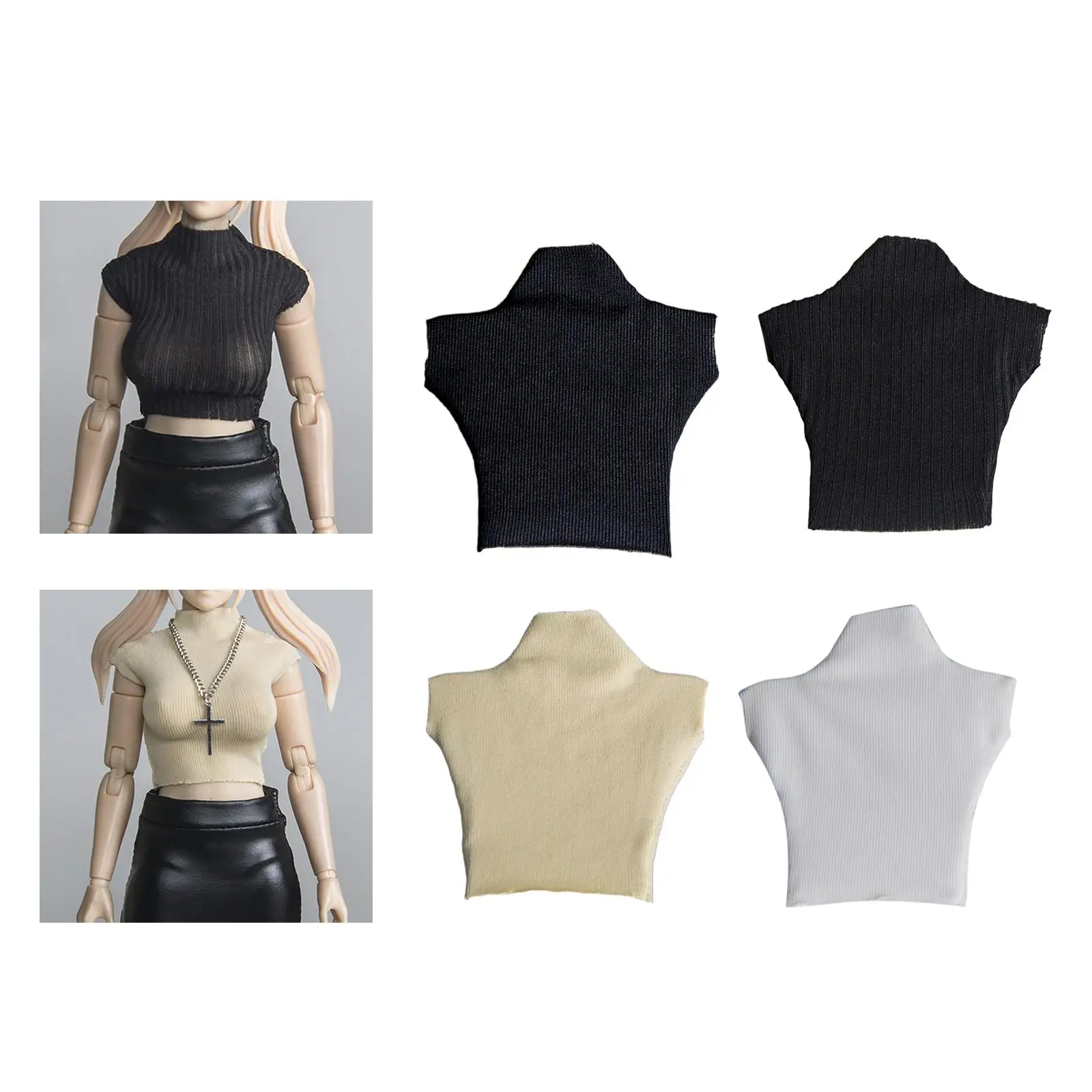 1:12 アクションフィギュア服、女性用ベストタンクトップ、生地、ミニ人形コスチュームアクセサリー、6インチ女性用ミニチュア服