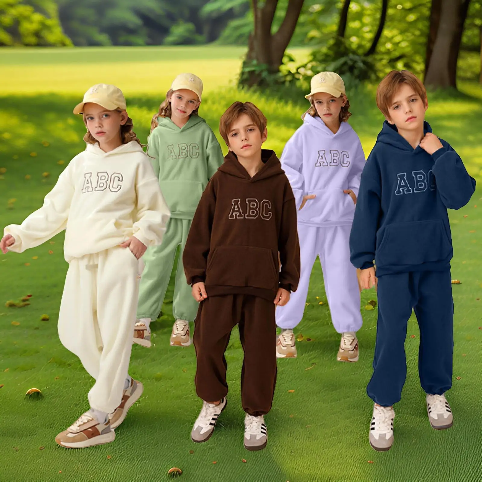

2025 Korean Children's Clothes Autumn Boys Girls Fleece Hoodies+Sweatpants 2Pcs Sets Girl Outfits Kids Warm Sport Tracksuits