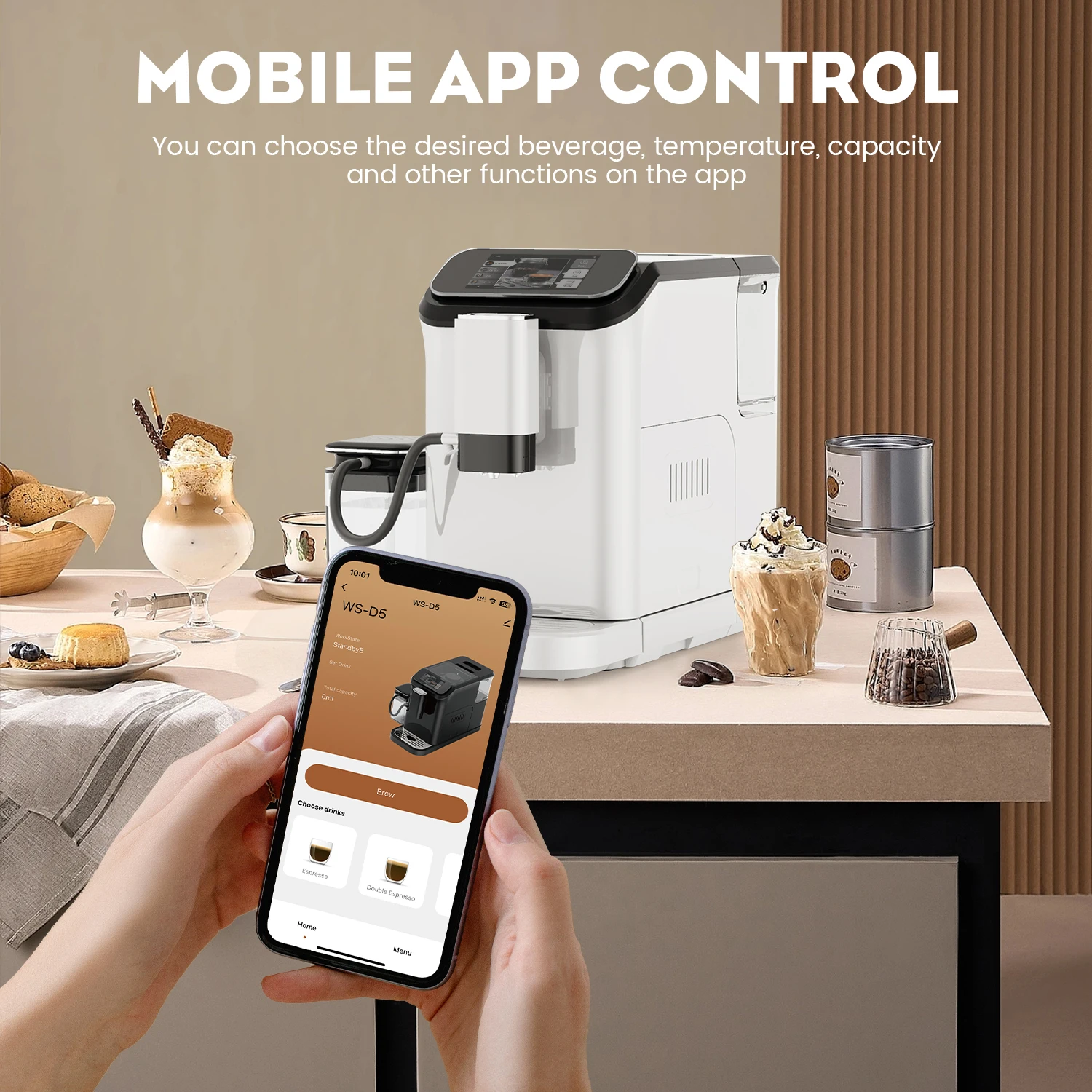 D5 Latte Super Automatic Espresso Coffee Maker Fully Automatic Coffee Machine With Bean Grinder