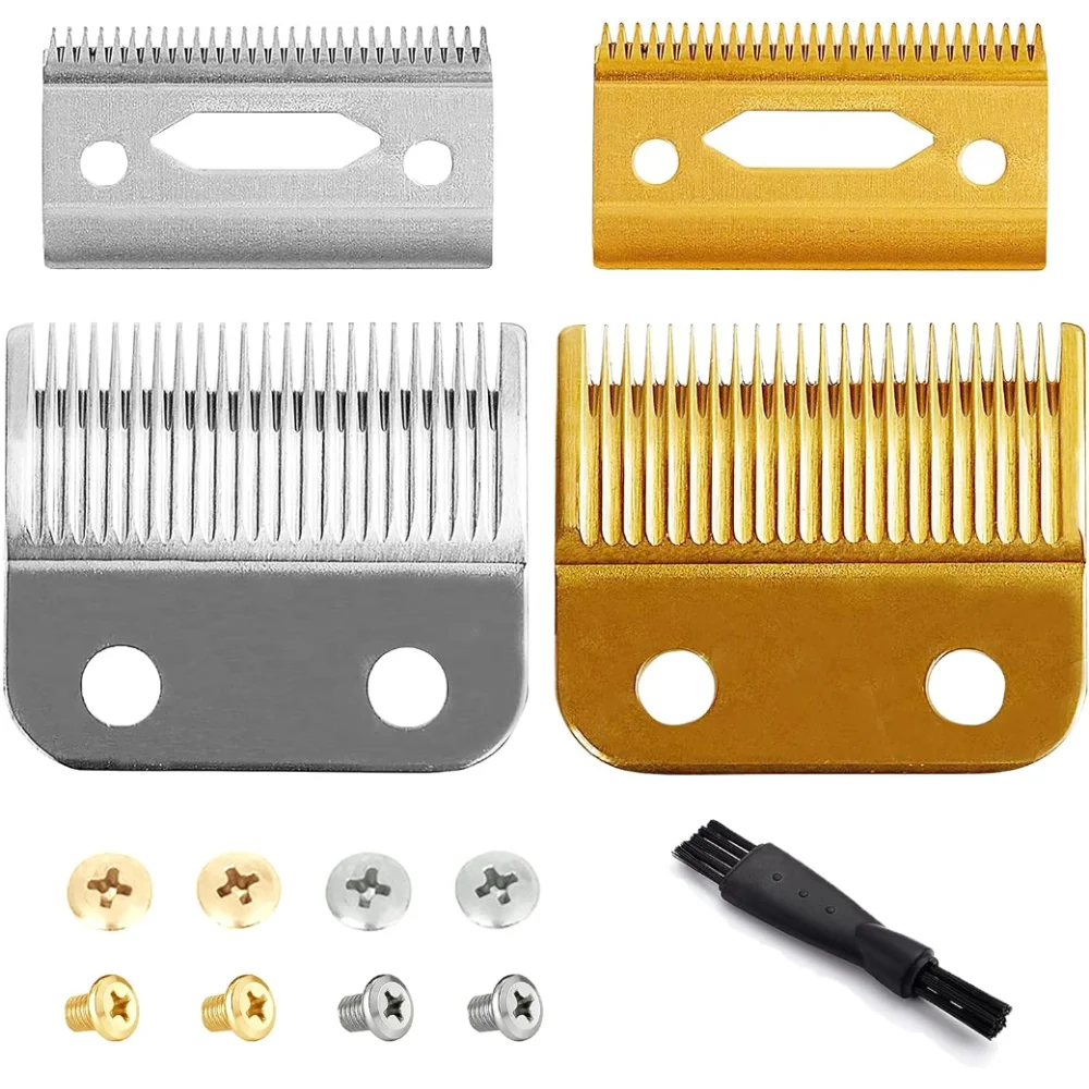 2pack 2 Hole Adjustable Hair Trimmer Parts Gold Silver Blades Compatible with Wahl 5 Star Series Cordless, Magic Clip Clipper