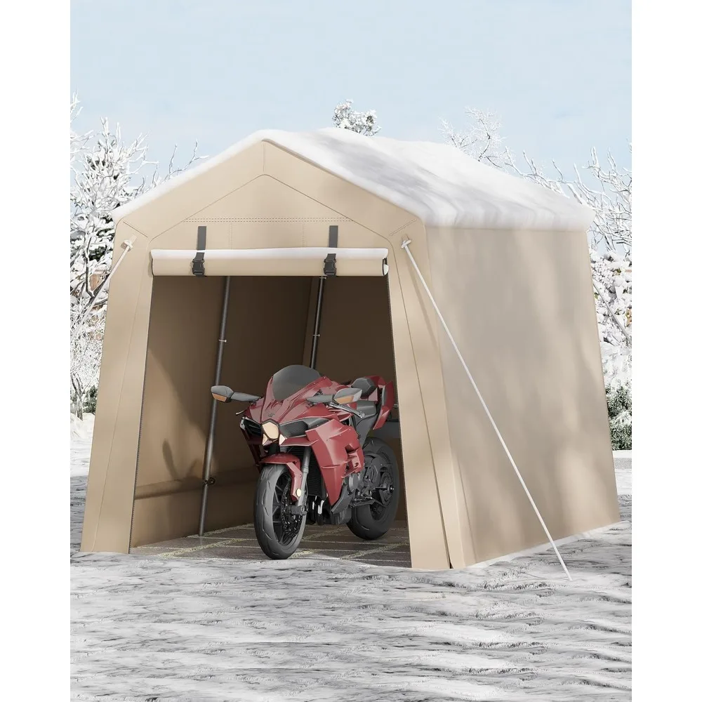 

7 x 10 Ft Carport Portable Storage Shed Outdoor Tarp Sheds with Roll-Up Door, Bike Shed Storage Tent for Motorcycle, Garden Tool
