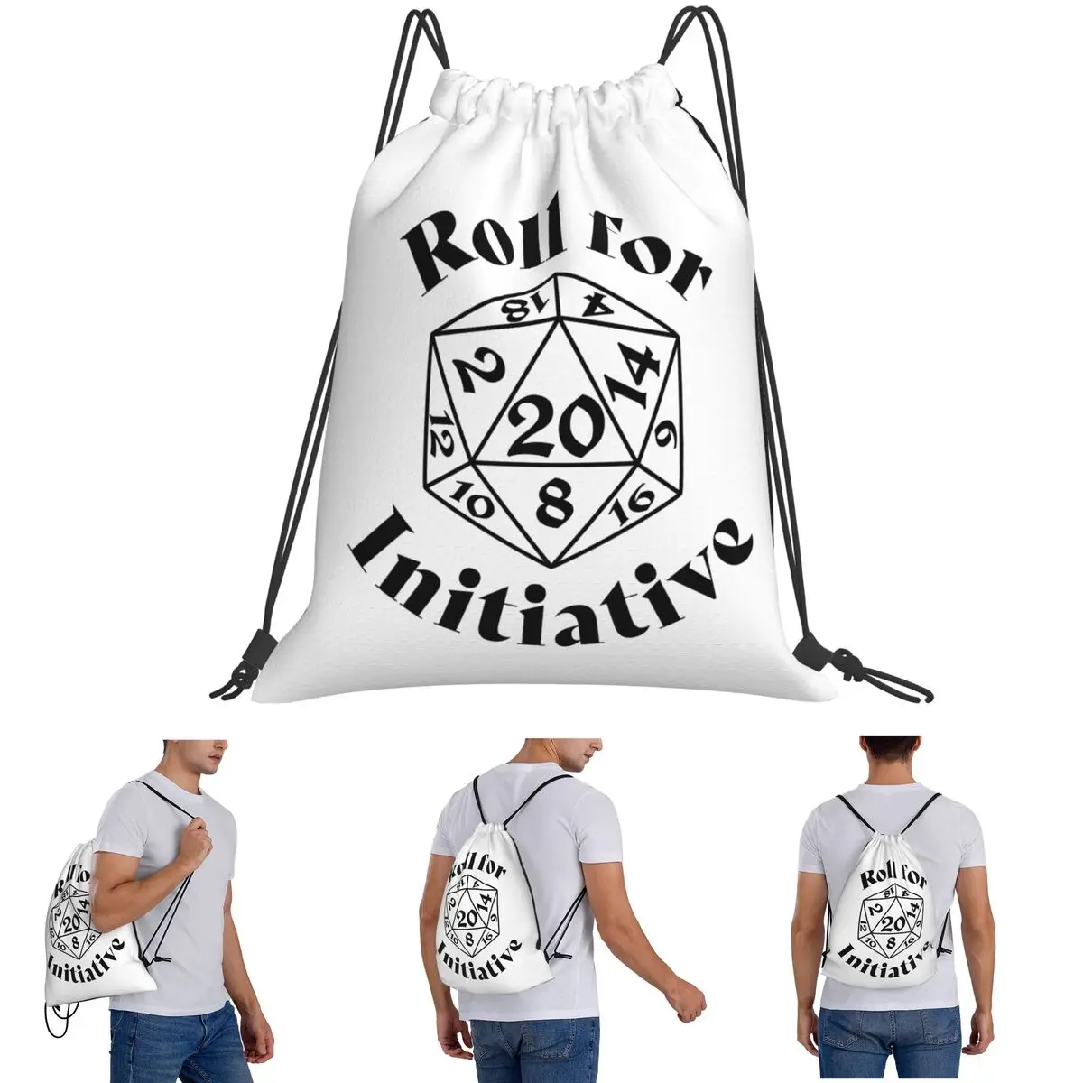 Roll For Initiative Dnd Game Backpacks Multi-function Drawstring Bags Sundries Bag Book Bags for Travel School