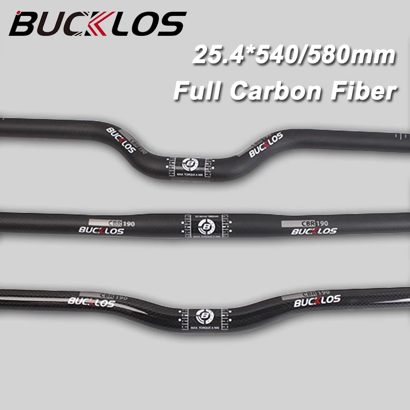 BUCKLOS Carbon Handlebar 25.4mm Bicycle Flat Bar Ultralight Riser Bar for Mountain Folding Bike 540mm 580mm Mtb Short Handle Bar