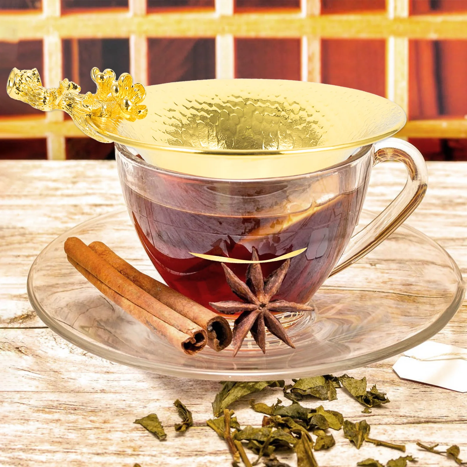 

1 pc Copper Strainer Plum Blossom Design Leaf Filter Heat-Resistant Teaware Accessory For Kung Fu Tea Home Tea Funnel Kitchen