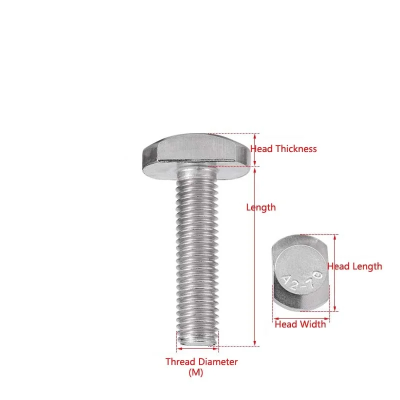 304 Stainless Steel T-Style T-Shape Screw T-Head Bolt / Punch Press Slot Bolt T-Head Mold Press Plate Screw M5 M6 M8 M10 M12