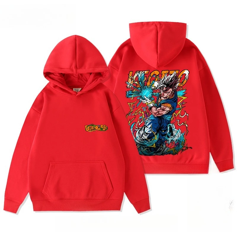 

Новинка 2025, хит Dragon Ball, модный аниме Saiyan Wukong Vegeta, винтажный осенне-зимний свитер с капюшоном, мужская свободная хлопковая толстовка