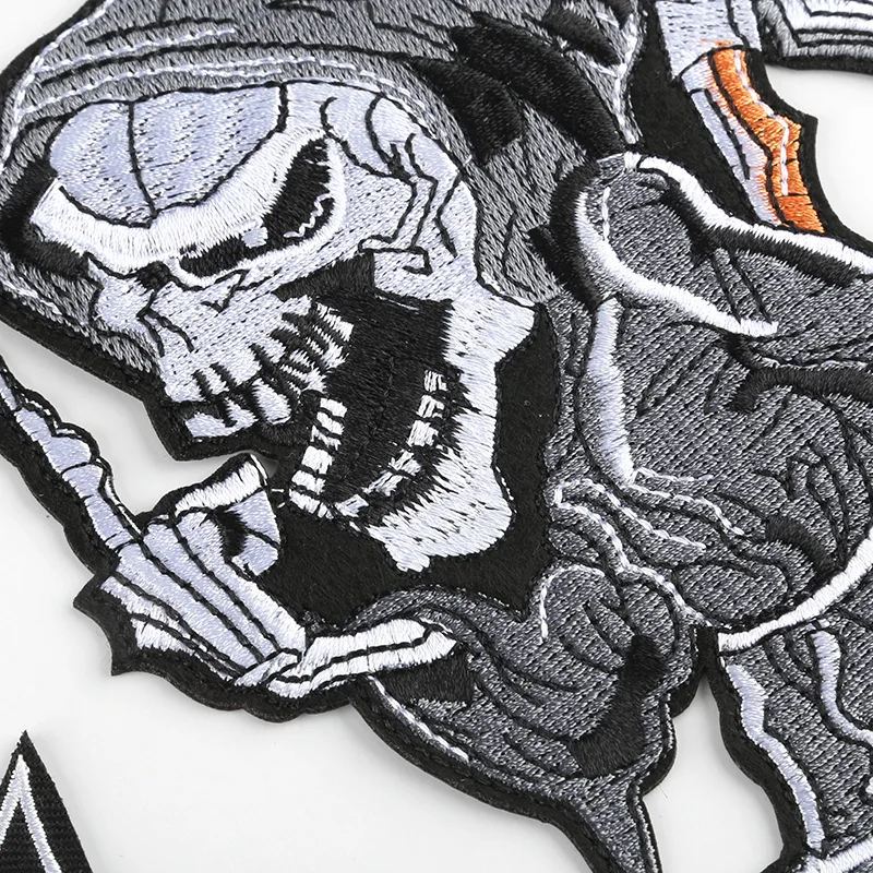 Punk Patches Eisen auf für Kleidung Designer Schädel Outdoor bestickt Parche Bordado Para Ropa Termoadesive Rock Nähen Diy Jacke – Detail 21