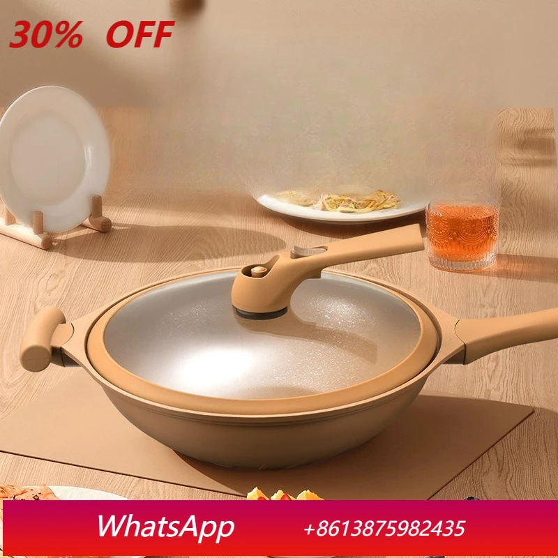 LMM household clay pan non-stick micro-pressure wok, health non-stick frying die-casting pan