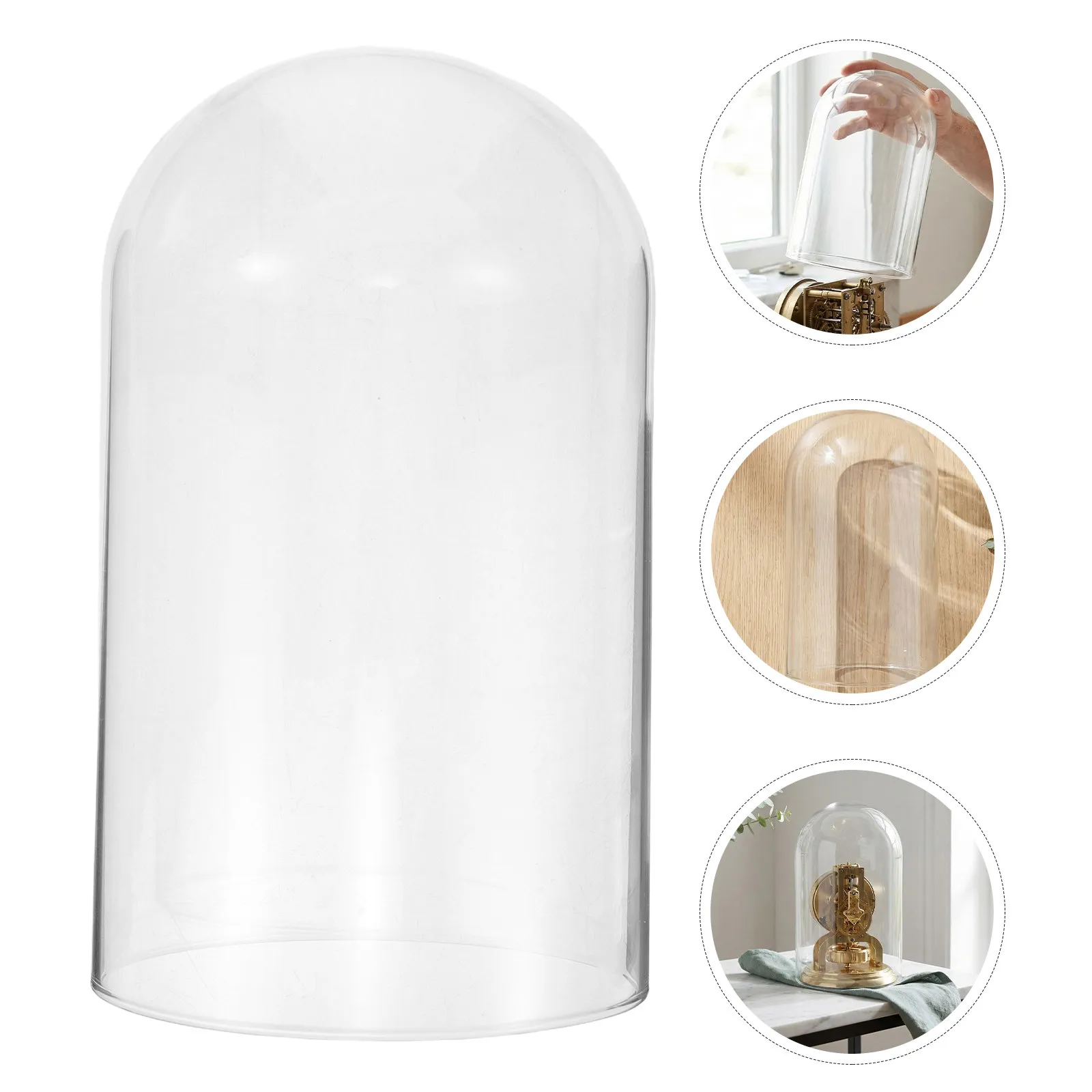 Accessoires de protection anti-poussière en verre pour montres mécaniques, horloges de bureau, cloche de présentation en verre, cloche de présentation transparente 10"x5"