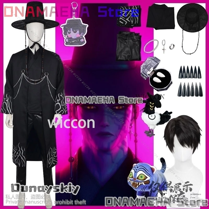 

Saja Boy Cosplay Anime Movie Kpop Demon Jinu Goth Costume Korean Idol Long Black Uniform Hat Tattoo Prop Handsome Halloween 코스프레