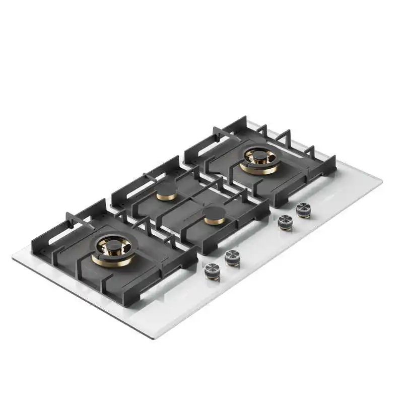 Stufa a gas GPL/GNL incorporata da 900 mm con superficie in vetro - Stufa da cucina di fascia alta Protezione antincendio e sistema di blocco di sicurezza per bambini