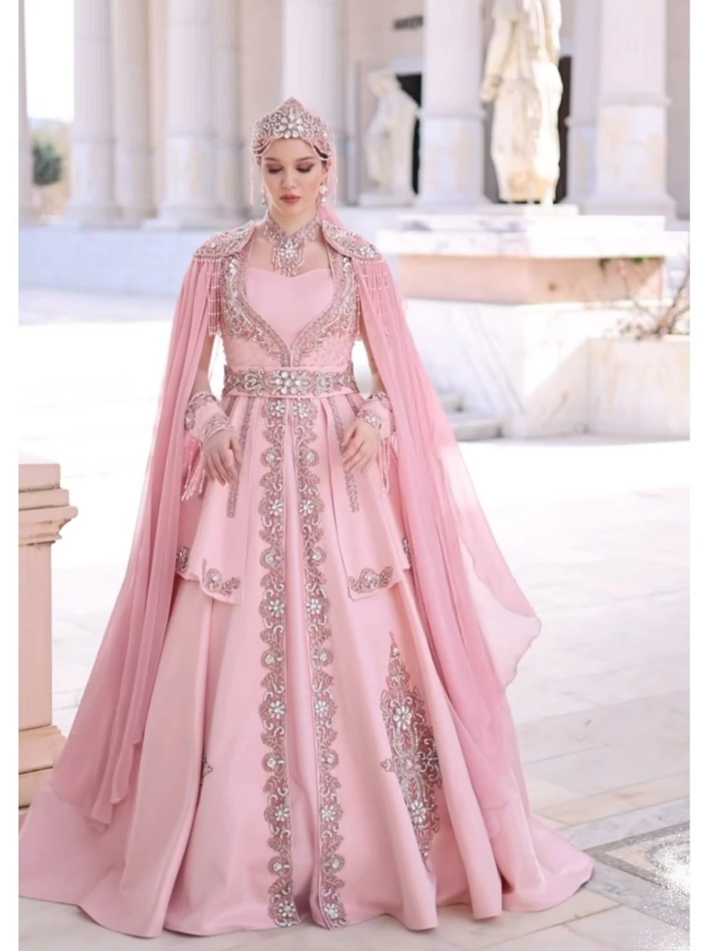 Traditional Sweetheart Neck Evening Dress Customized Women Kaftan A Line Beaded Lace Tassel Wedding Party Delicate Prom Gown