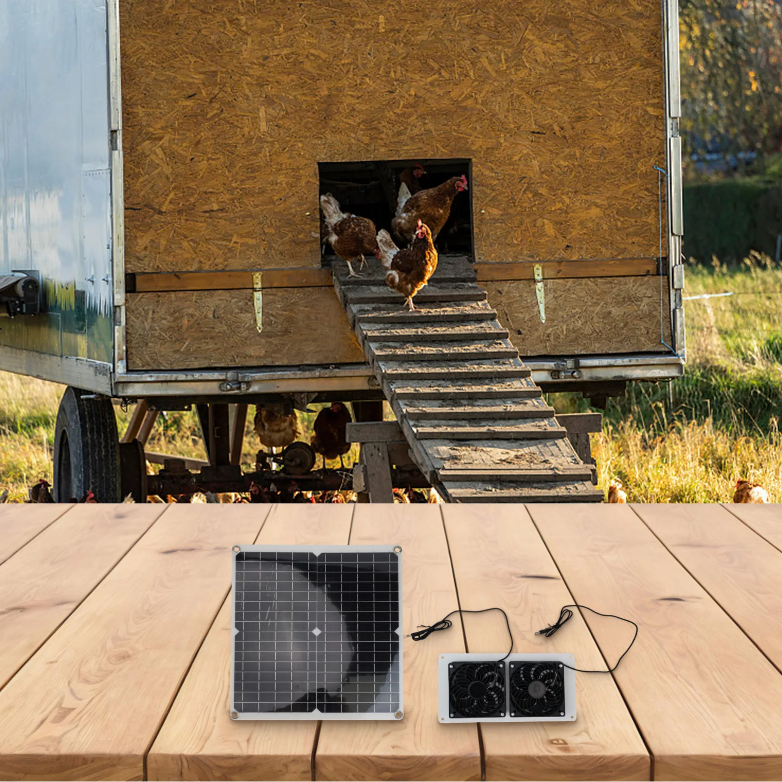 Chicken House Solar Exhaust Fan Pet Houses RV Cooling Features Operate RV Ventilator Application Black Exposed