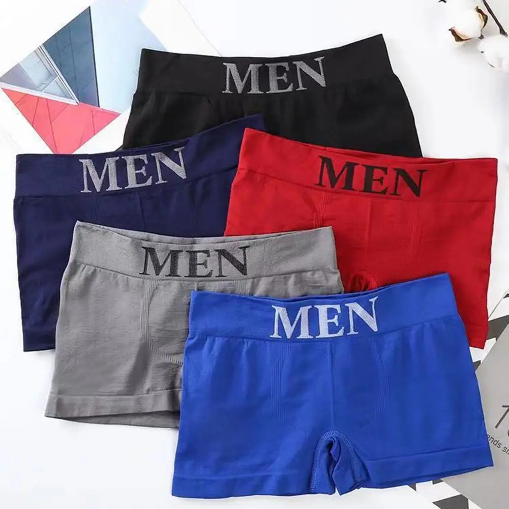 Men Boxers Mid Waist Seamless Casual Lightweight Quick Dry Loose Men Briefs Underpants for Sleeping Male Clothing