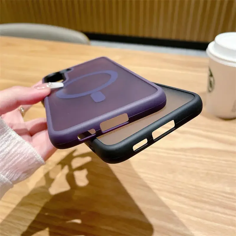 Luxury Matte Antiskid Phone Case For Samsung Galaxy S25 S24 Ultra S23 S22 Plus S20 S21 FE Magsafe Magnetic Wireless Charge Cover image 6