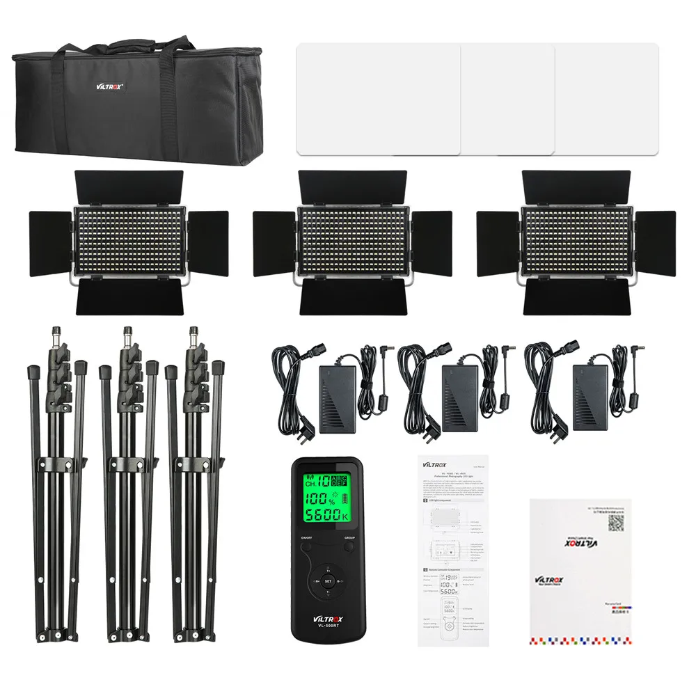 Viltrox VL-S50T 3PCS 50W Video LED Light Studio Bi-color Dimmable Lamp + 3pcs light strand for Camera Facebook YouTube show Live
