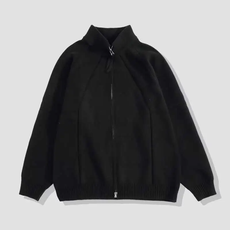 

Свободный вязаный кардиган на молнии, однотонный, с воротником-стойкой, повседневный, осенне-зимний, молодежный, модный, женский, с длинными рукавами