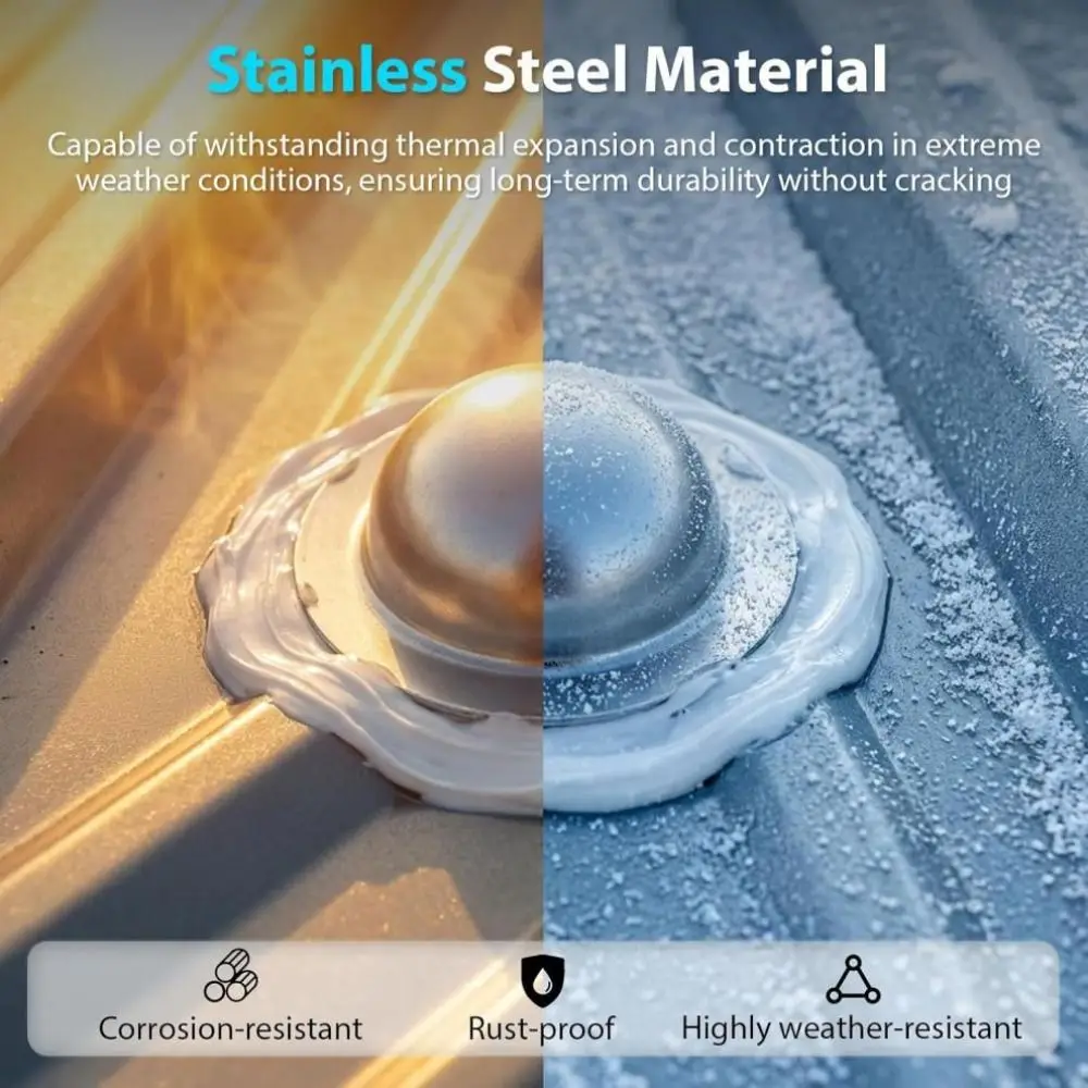 5PCS Stainless Steel Roofing Screw Caps Quick Install Waterproof Seal Roof Leak Repair Caps Sealant Design Durable Material