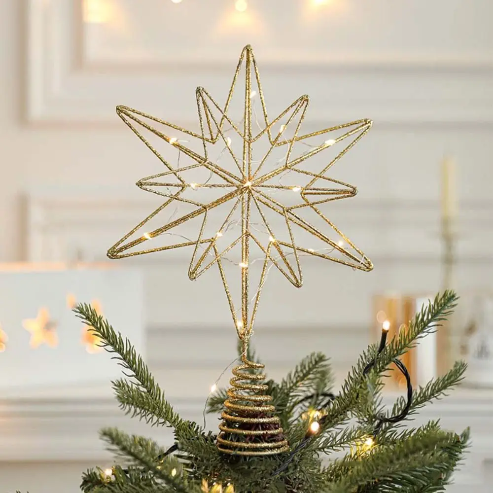 Luces LED Adornos para árbol de Navidad Estrella Brillo Brillante  Decoración de copa de árbol de Navidad Adornos navideños de hierro Año  Nuevo / Artículos para fiestas, image size:1000x1000