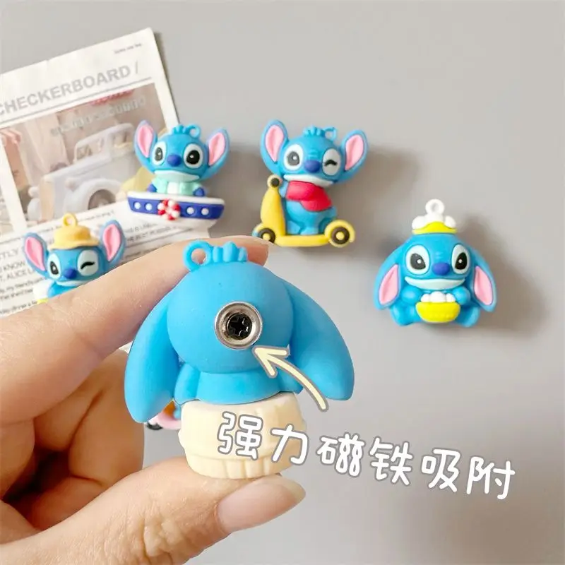 Cartoon Stitch Animation Kawaii Refrigerator Magnet Sticker 3D Anime Funny Magnet Home Decoration Hole Board Whiteboard Gift