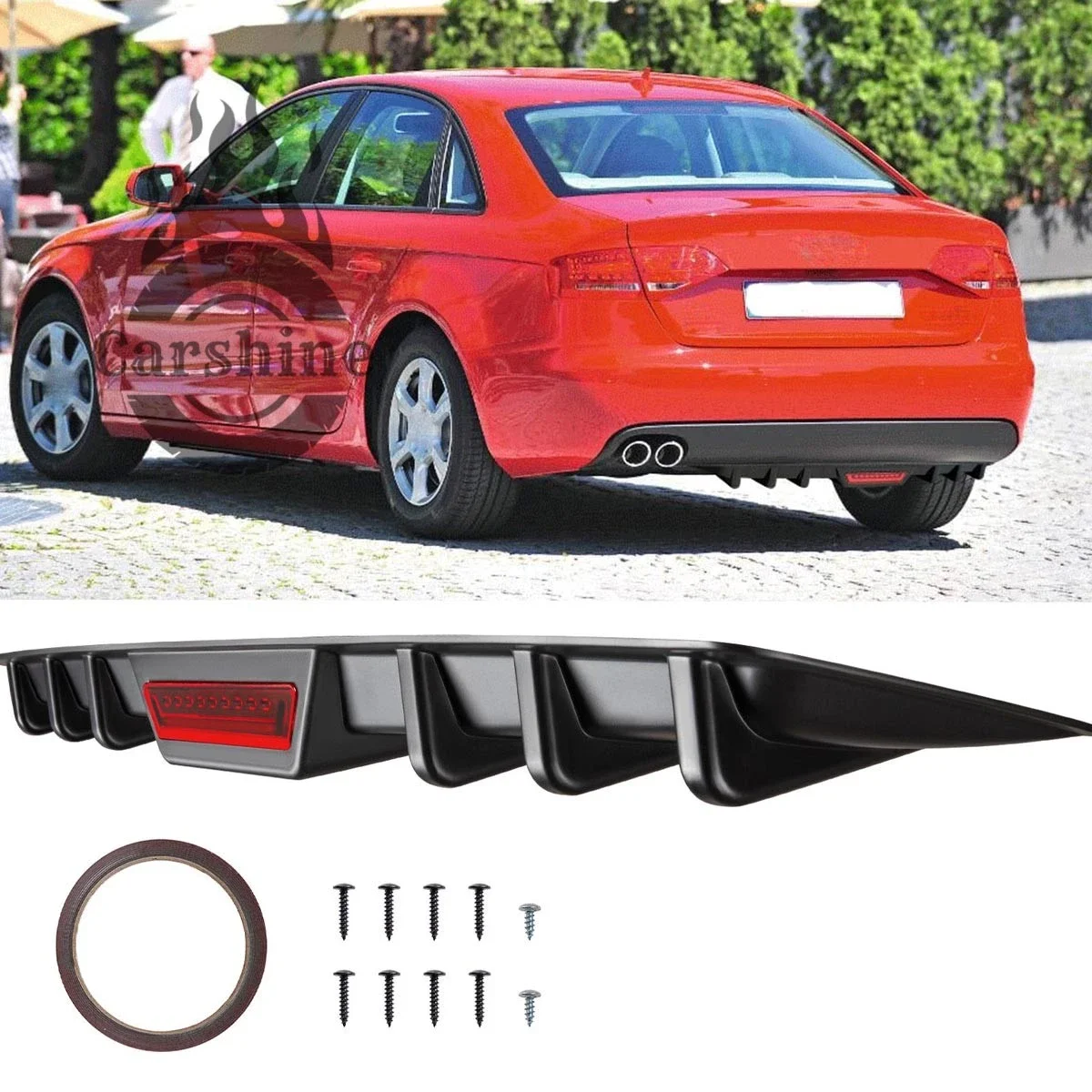 

Rear Bumper Diffuser Lip Shark Fins Splitter Spoiler For 2009 Audi A3 A4 A5 S4
