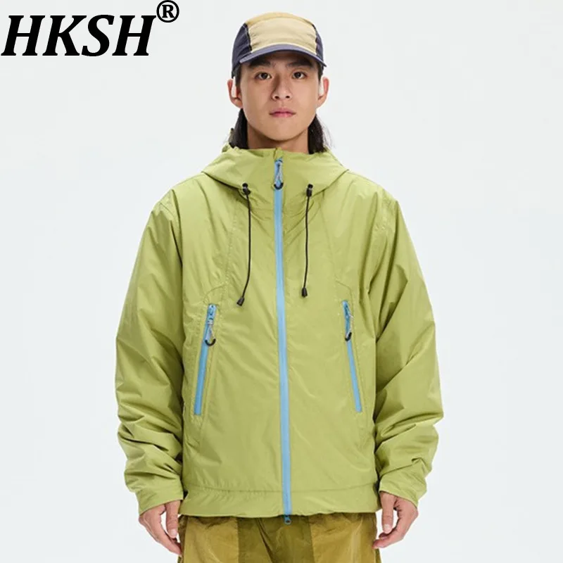 HKSH Autumn Winter New Men Outdoor Mountain Style Water-Resistant Warm Jacket Tide Casual Sports Hooded Zipper Down Coat HK13049