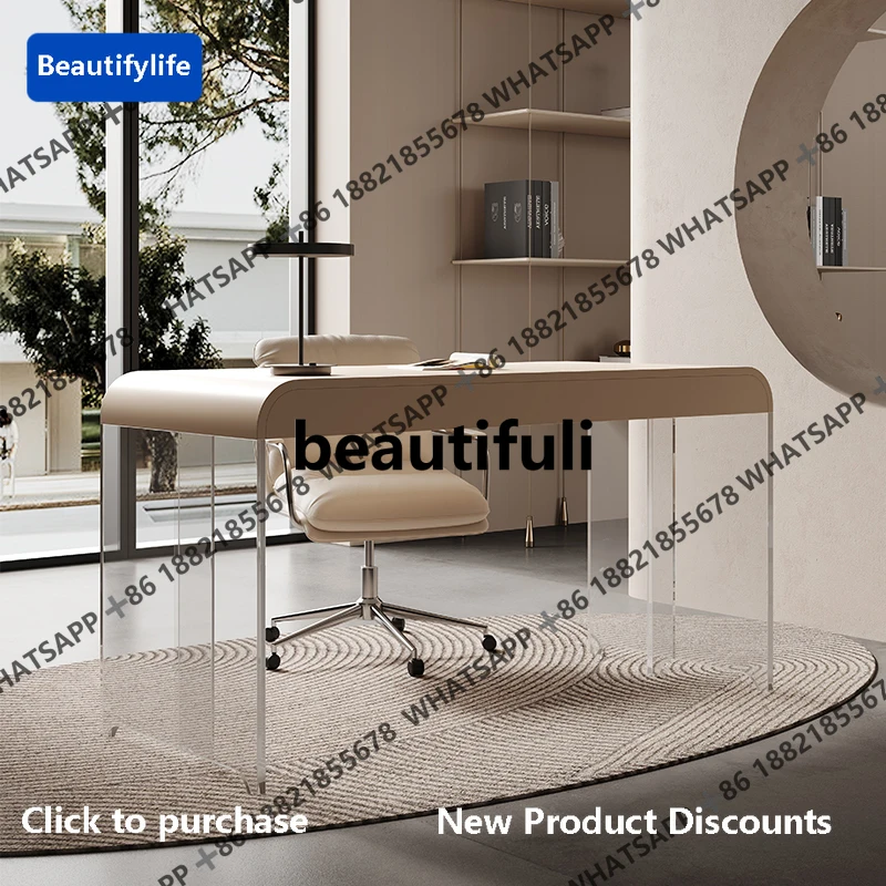 

D183 Cream Wind Suspension Desk Acrylic Home Study Designer Writing Desk Dresser
