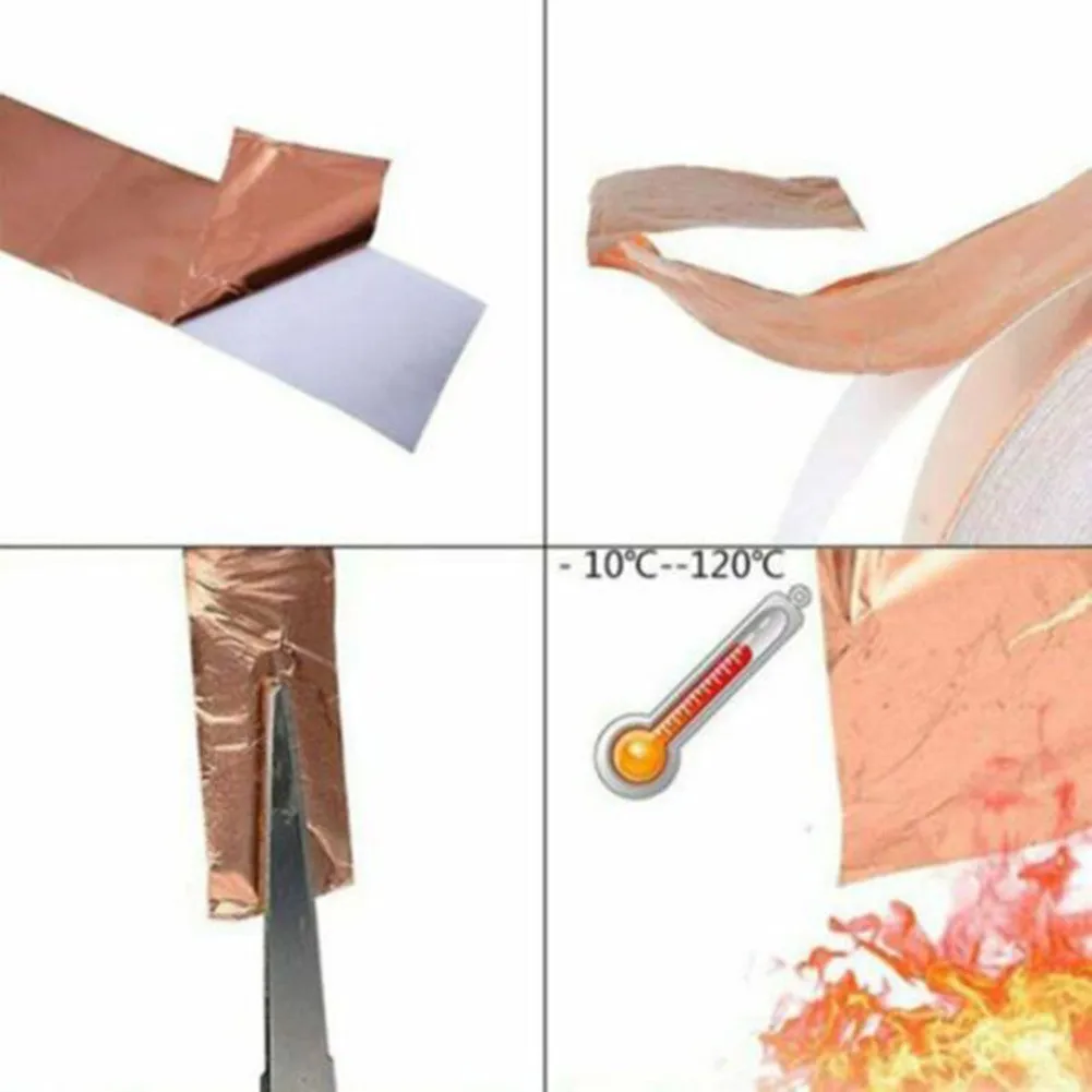 10m Tape Copper Foil Tape Slug 1* Cold Guitar Replacement Spare Parts Waterproof 10M Conductive Heat Resistance