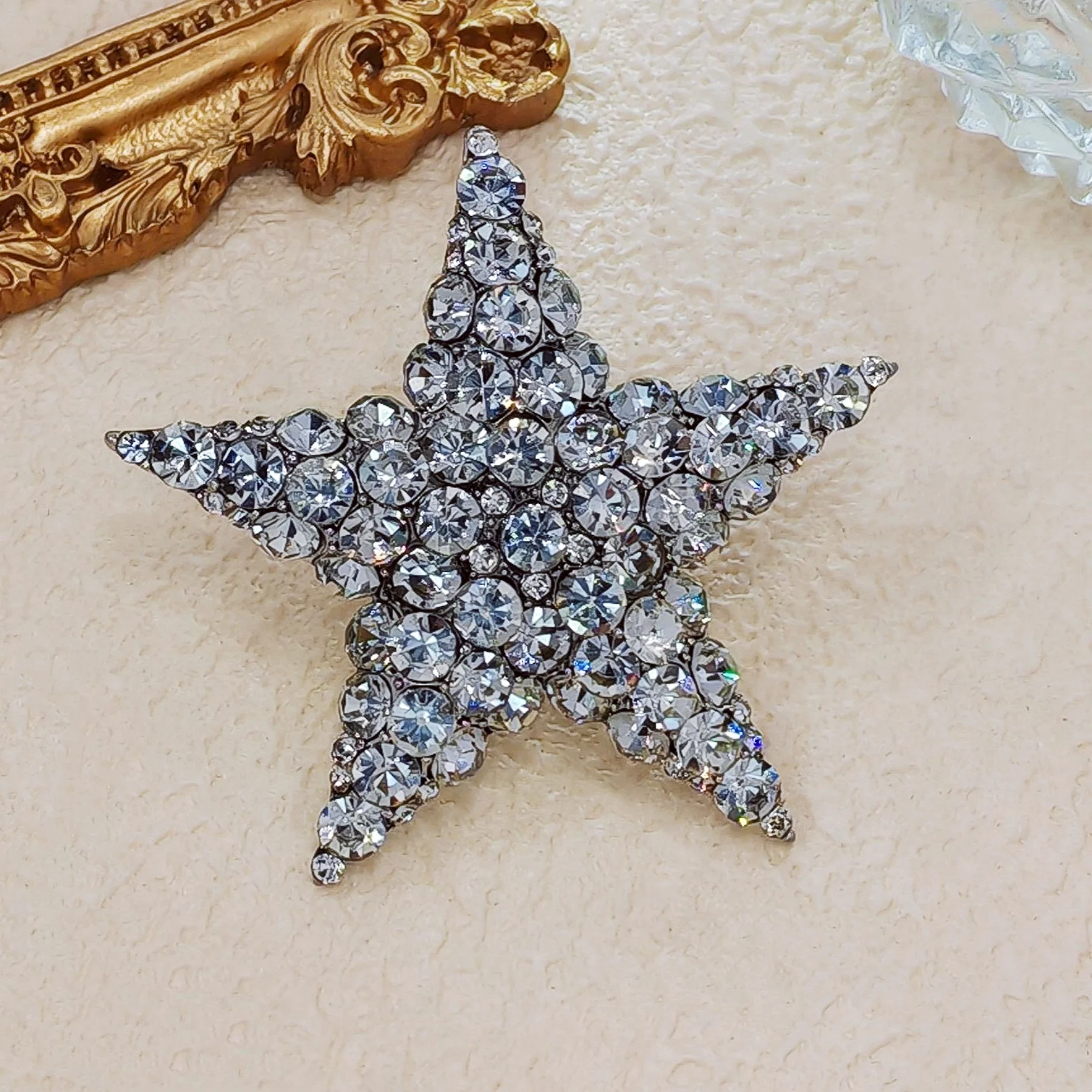 Shiny 5-Point Star Crystal Rhinestone Brooch Pin Wedding Party Accessory