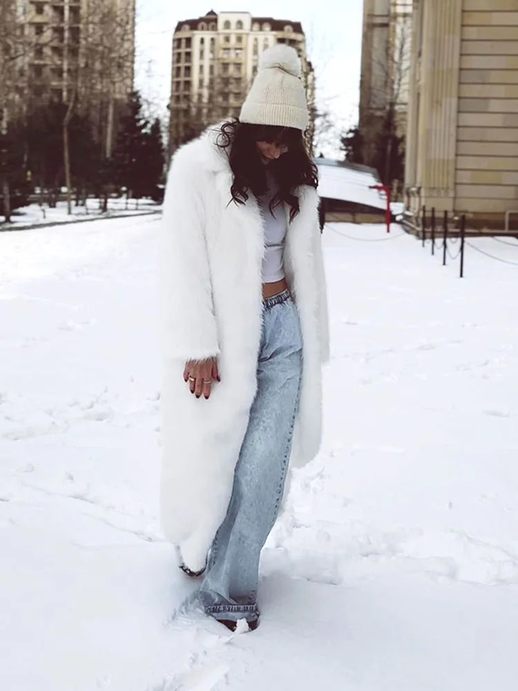 الشتاء التلبيب رشاقته الأبيض فو الفراء معاطف سترة للنساء ملابس خارجية 130 سنتيمتر سوبر طويلة رقيق فو الفراء معطف امرأة سترة