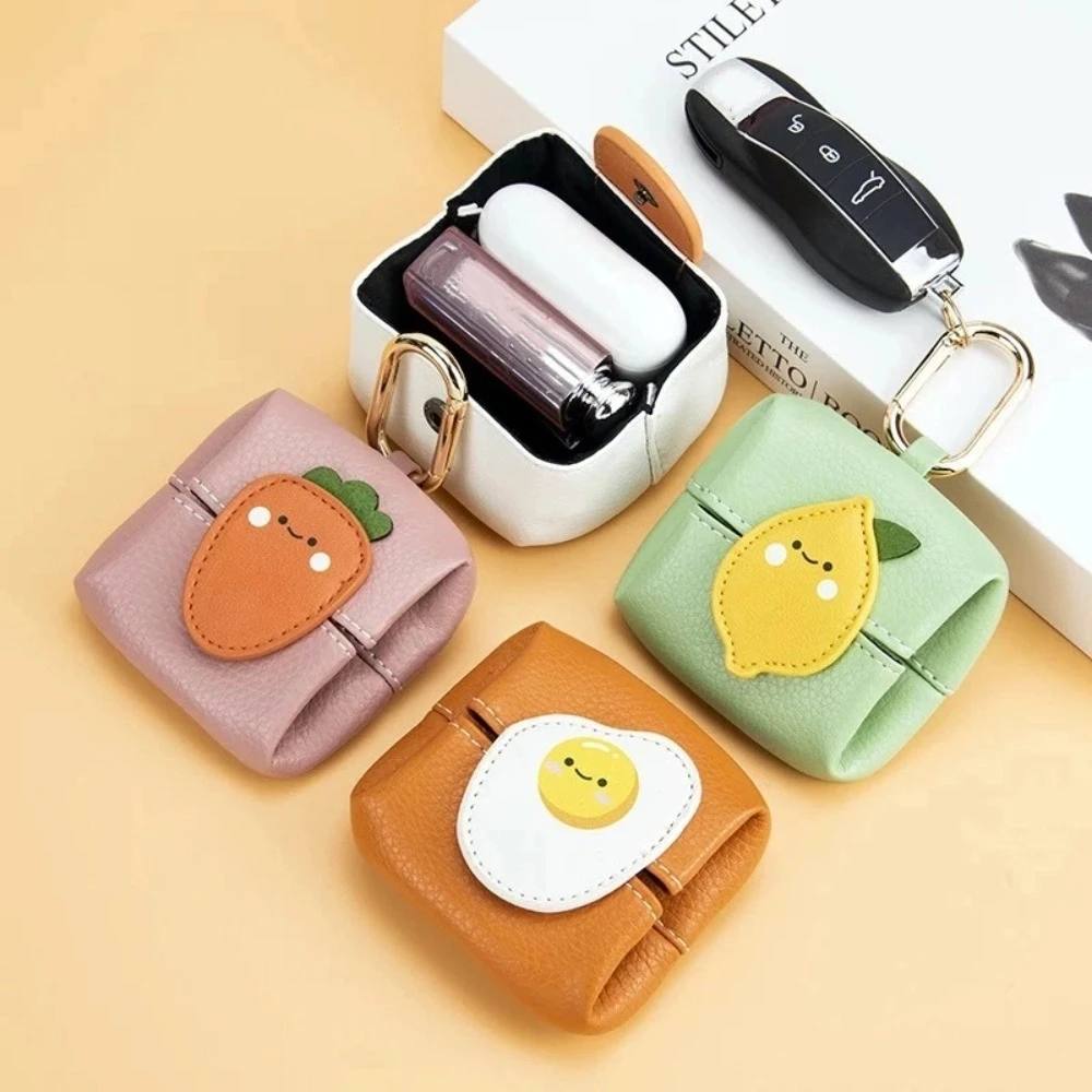 Change Bag Cute Leather Earphone Bag Multipurpose Avocado Mini Lipstick Bag Keychain Wallet Fruit Coin Purse Student