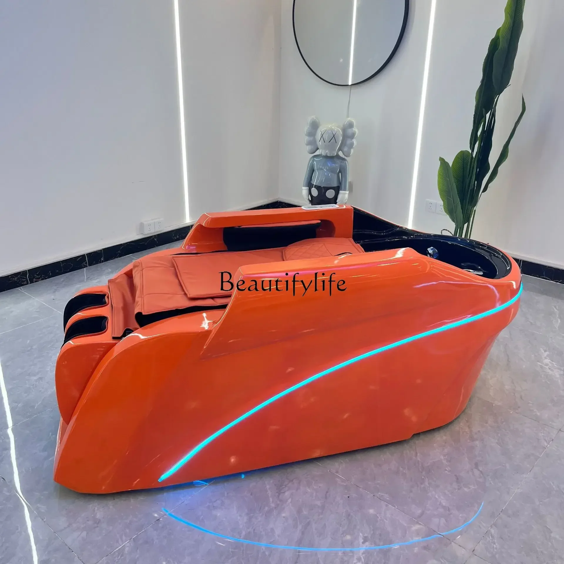 

06Automatic intelligent electric shampoo bed Barber shop Hair constant temperature flushing head treatment Fumigation bed